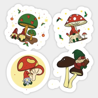 Vintage Merry Mushroom Lovers Stickers Pack Sticker